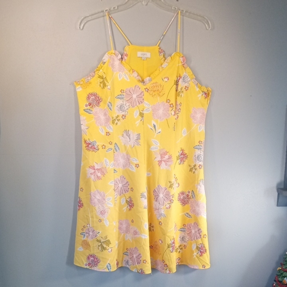 LOFT Women's Sunlit Floral Spaghetti Strap Midi Dress Size 14